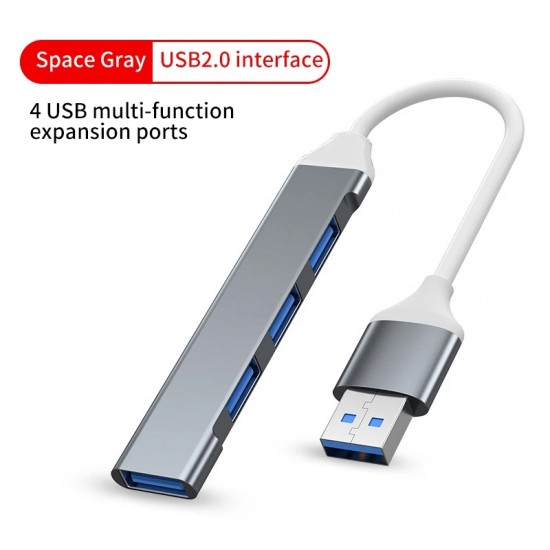 Mini USB Hub Extensions,Aluminum 4 In 1 USB 3.0  5Gbps High-Speed Data Transmission USB Port Splitter Ultra-Slim USB Data Hub Portable For MacBook Pro/ Air