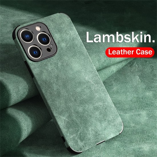 Shockproof Matte Lambskin Leather  Phone Case For,iPhone14