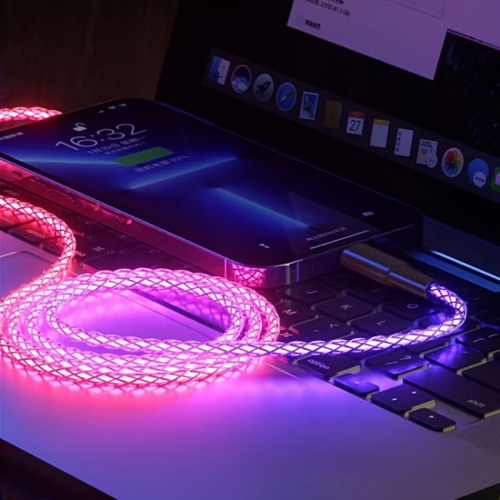 3.28FT LED Flowing Light Fast Charging USB Cable For ,iPhone ,Android And Type-C