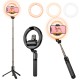 Rechargeable Portable Selfie Stick Extendable Tripod Stand Holder With LED Ring Light, Wireless Remote Control For Apple IPhone And Android Smartphones