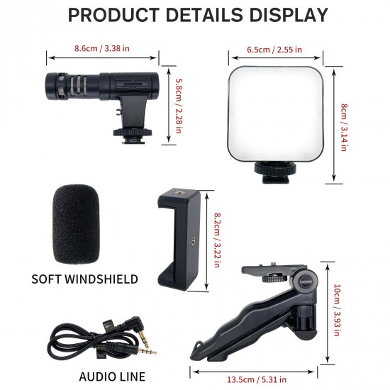 Stabilizers LED Fill Light Desktop Stand, Can Be Handheld Self-timer, 180° Rotational Lightweight Portable Tripod With Phone Holder And Remote Shutter Batteries Not Included, Need To Buy Two AA Batteries