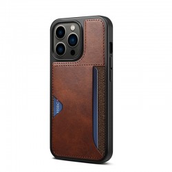 1pcs Brown Leather Anti-Slip Anti-Fingerprint Card Phone Case