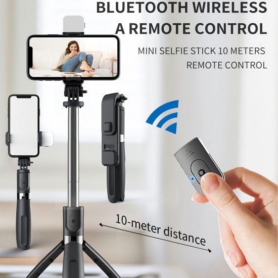 Selfie Stick With Wireless BT Remote,Portable  Gopro Selfie Stick Tripod With Light, Compatible With ,iPhone Android Smartphones