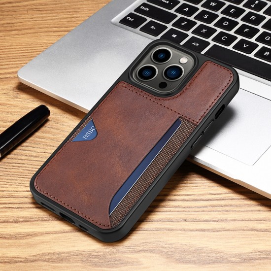 1pcs Brown Leather Anti-Slip Anti-Fingerprint Card Phone Case