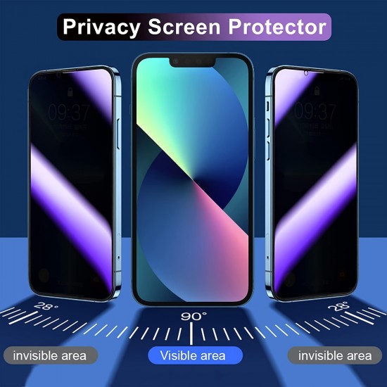 2pcs Purple Privacy Screen Protector Gradient Colorful Mirror Tempered Glass Anti Blue Light Film For,iPhone14