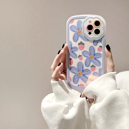 Oil Painting Flowers Silicone Shockproof Phone Case, For Iphone 14