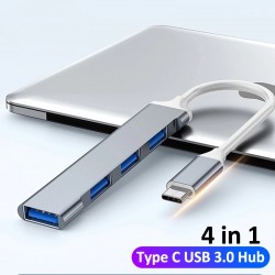 Mini USB Hub Extensions,Aluminum 4 In 1 USB 3.0  5Gbps High-Speed Data Transmission USB Port Splitter Ultra-Slim USB Data Hub Portable For MacBook Pro/ Air