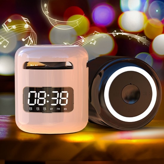 New Wireless Speaker Alarm Clock Small Audio Portable Mini Overweight Subwoofer High-quality Small Household Large-volume Payment Voice Broadcast Multifunctional