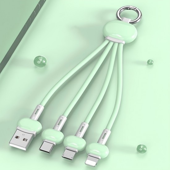 Macaron Color Liquid One-to-three Charging  Cable Is Suitable For Android Apple Type-c Keychain Three-in-one Charging Cable