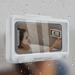 Shower Phone Holder Waterproof Anti-Fog Touch Screen Shower Accessories Wall Mount Phone Holder For Shower Bathroom Mirror Bathtub Kitchen,Under 6.8 Inch Phone