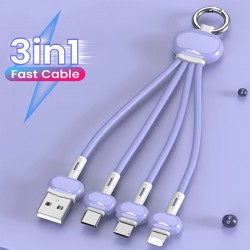 Macaron Color Liquid One-to-three Charging  Cable Is Suitable For Android Apple Type-c Keychain Three-in-one Charging Cable