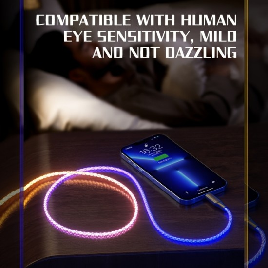 3.28FT LED Flowing Light Fast Charging USB Cable For ,iPhone ,Android And Type-C