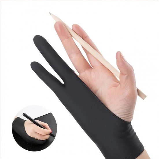 1pc Glove For Drawing Tablet, IPad (Smudge Guard, Two-Finger, Reduces Friction, Elastic Lycra, Good For Right And Left Hand)