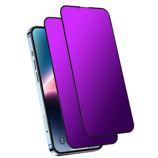 2pcs Purple Privacy Screen Protector Gradient Colorful Mirror Tempered Glass Anti Blue Light Film For,iPhone14