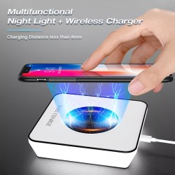 High Quality Cell Phone 10W Wireless Charging Fast QI Wireless Phone Charger With LED Night Light