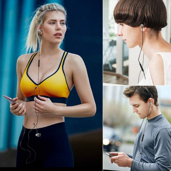 Silver Gray Wired In-Ear Sports Headphones With Microphone, Noise Isolation, High Definition, Powerful Bass, For Huawei, Samsung, Xiaomi, OPPO Etc