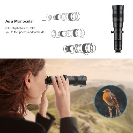 Professional HD Optic Phone Camera Lens 28X Telephoto Zoom Lens Powerful Monocular For Huawei Xiaomi IPhone